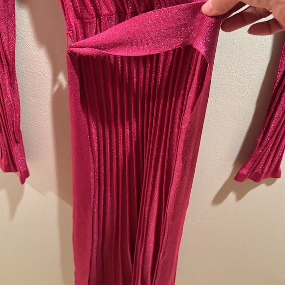 NWT Flying Tomato pink ribbed wrap dress with metallic shimmers Large - Picture 5 of 6